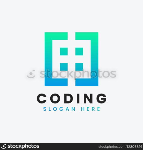 Modern computer programming coding logo design Vector Image