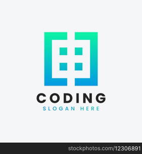 Modern computer programming coding logo design Vector Image
