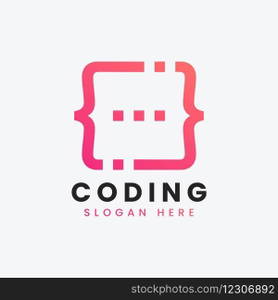 Modern computer programming coding logo design Vector Image