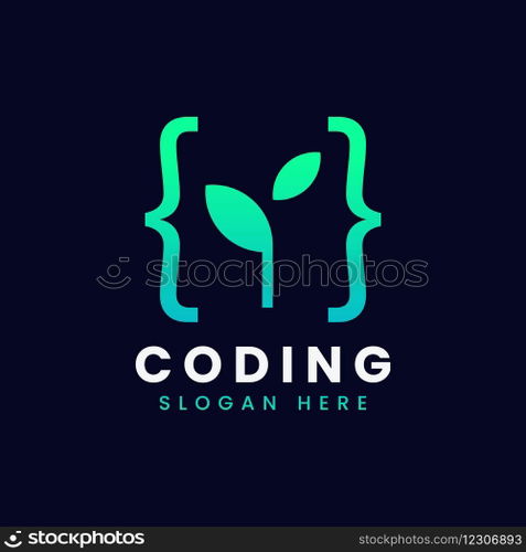 Modern computer programming coding logo design Vector Image