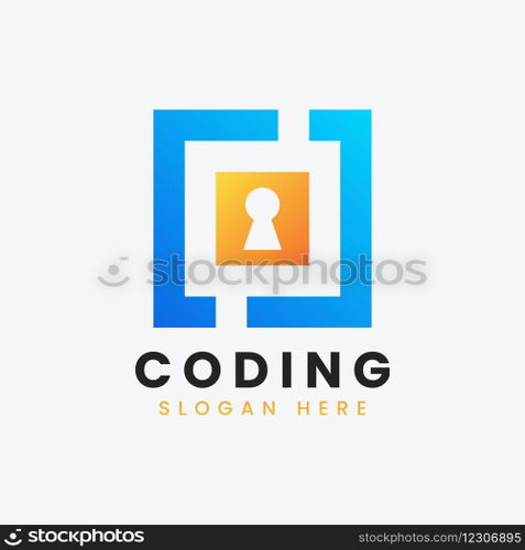 Modern computer programming coding logo design Vector Image