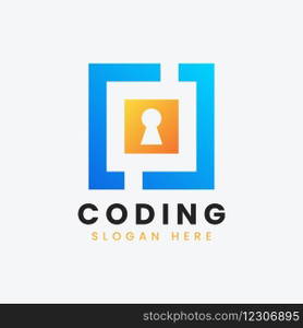 Modern computer programming coding logo design Vector Image