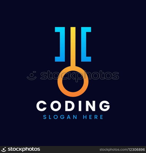 Modern computer programming coding logo design Vector Image