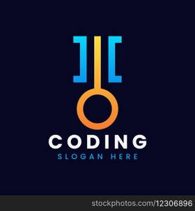 Modern computer programming coding logo design Vector Image