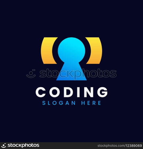 Modern computer programming coding logo design Vector Image