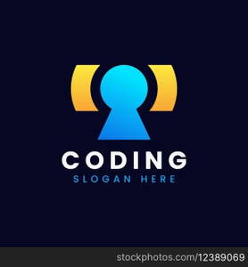 Modern computer programming coding logo design Vector Image