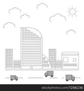 Modern concept with city and building in linear style. Vector EPS 10