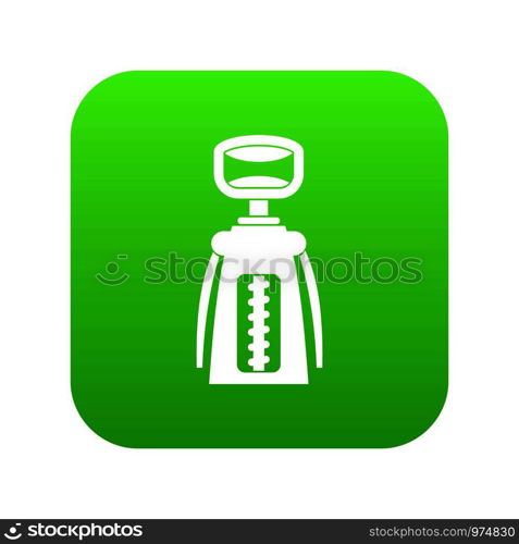 Modern corkscrew icon digital green for any design isolated on white vector illustration. Modern corkscrew icon digital green
