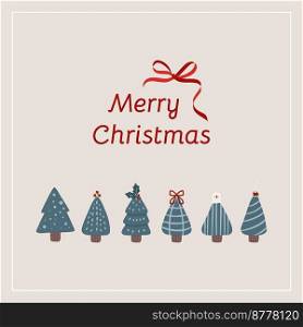 Modern corporate holiday cards with christmas tree, hare, gifts, background and copy space. Universal art templates.