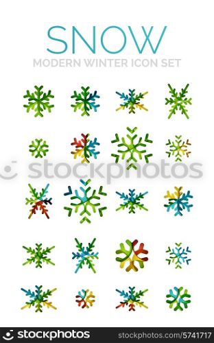 Modern Creative Christmas snowflake icon set, frost symbol