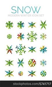 Modern Creative Christmas snowflake icon set, frost symbol
