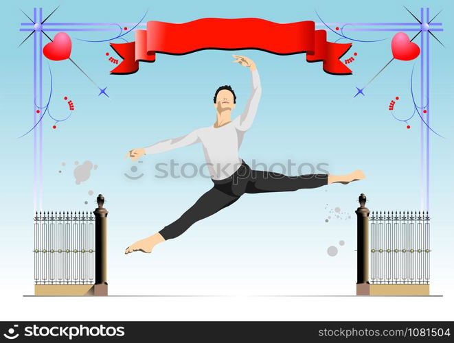 Modern dance on gate background vector illustration