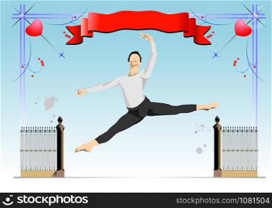 Modern dance on gate background vector illustration