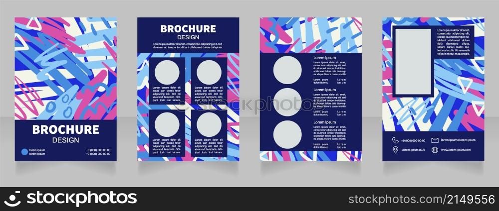 Modern dance school blank brochure design. Template set with copy space for text. Premade corporate reports collection. Editable 4 paper pages. Source Sans, Myriad Pro, Arial fonts used. Modern dance school blank brochure design
