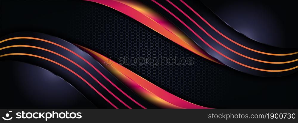 Modern Dark and Orange Combination Background with Futuristic Overlap Layered Style Concept. Graphic Design Element.
