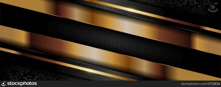Modern Dark Background Combined with Abstract Gold Element and Overlap Textured Layer. Graphic Design Element.