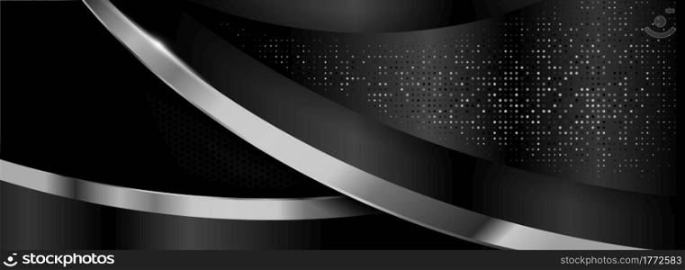 Modern Dark Background Combined with Abstract Silver Element and Overlap Textured Layer. Graphic Design Element.