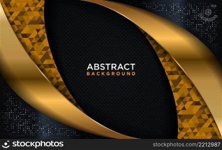 Modern Dark Background Design Combined with Shinny Golden and Polygon Element. Graphic Design Element.