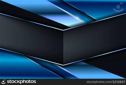 Modern Dark Background with Shinny Blue Gradient Shape and Lines Combination. Graphic Design Element.