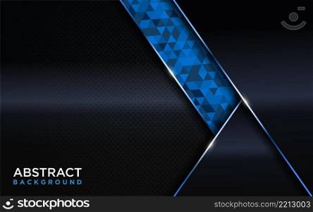 Modern Dark Navy Background Design Combined with Shinny Metallic Blue and Polygon Element. Graphic Design Element.