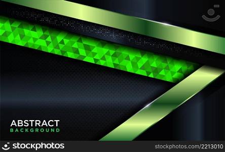 Modern Dark Navy Background Design Combined with Shinny Metallic Green and Polygon Element. Graphic Design Element.