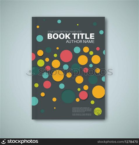 Modern dark Vector abstract brochure / book / flyer design template with color circles