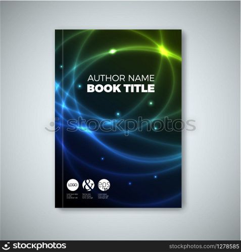 Modern dark Vector abstract brochure / book / flyer design template with plasma effect