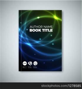 Modern dark Vector abstract brochure / book / flyer design template with plasma effect