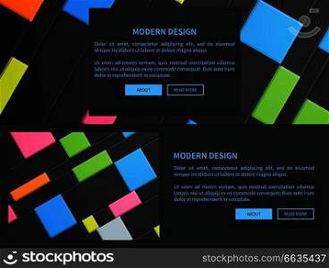Modern design abstract cover pattern with colorful squares and headline sample on bottom of page of dark colors represented on vector illustration. Abstract Cover Pattern Dark on Vector Illustration