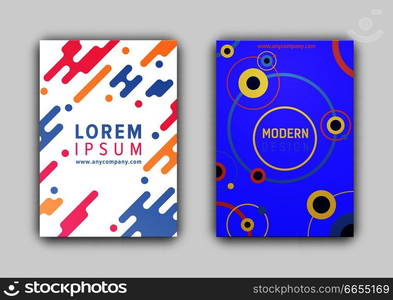 Modern design pages for web sites, headline and website link placed in center of coverings, circles and lines with shadow vector illustration. Modern Design Pages for Web Vector Illustration