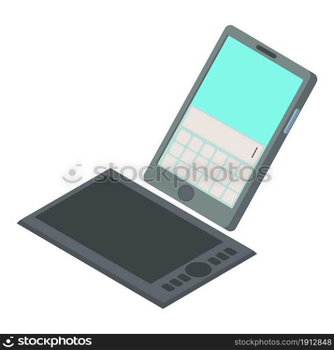 Modern device icon isometric vector. Graphic tablet and smartphone icon. Electronic gadget, modern technology. Modern device icon isometric vector. Graphic tablet and smartphone icon