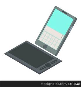 Modern device icon isometric vector. Graphic tablet and smartphone icon. Electronic gadget, modern technology. Modern device icon isometric vector. Graphic tablet and smartphone icon