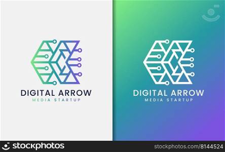 Modern Digital Arrow Logo Design with Tech Futuristic Style Concept. Graphic Design Element.