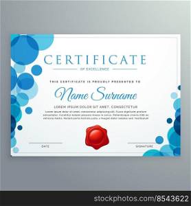 modern diploma certificate with blue circles