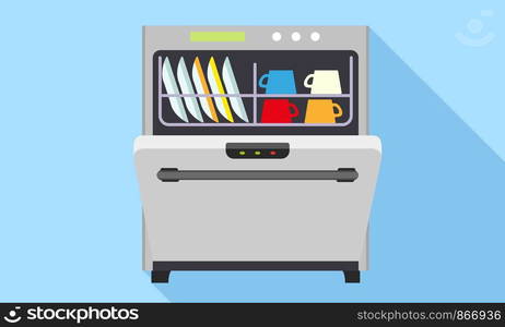 Modern dishwasher icon. Flat illustration of modern dishwasher vector icon for web design. Modern dishwasher icon, flat style