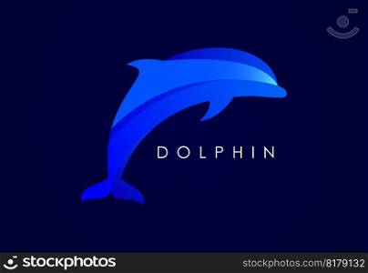 Modern Dolphin gradient logo. Fish logo design template. Seafood restaurant shop Logotype concept icon.
