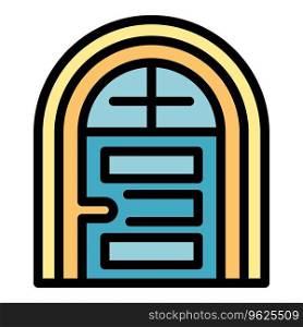 Modern door icon outline vector. Entrance design. Office lamp color flat. Modern door icon vector flat