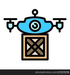 Modern drone delivery icon. Outline modern drone delivery vector icon color flat isolated. Modern drone delivery icon color outline vector