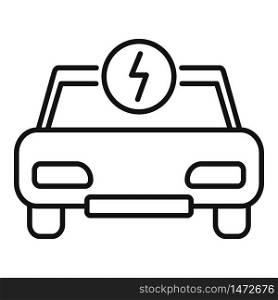 Modern electric car icon. Outline modern electric car vector icon for web design isolated on white background. Modern electric car icon, outline style