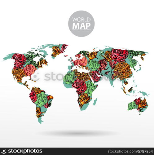 Modern elements of info graphics. Flowers World Map . Modern elements of info graphics