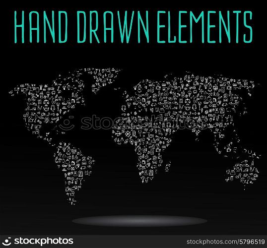 Modern elements of info graphics. Hand drawn elements World Map . Modern elements of info graphics