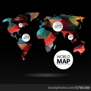 Modern elements of info graphics. Polygonal, mosaic World Map