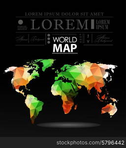 Modern elements of info graphics. Polygonal, mosaic World Map