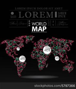 Modern elements of info graphics. Polygonal, mosaic World Map