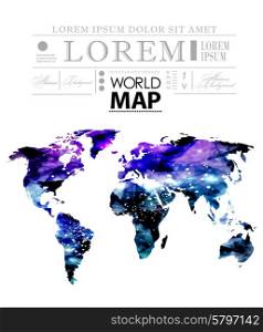 Modern elements of info graphics. World Map in cosmic style. Modern elements of info graphics