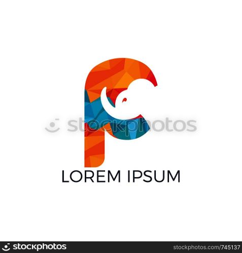 Modern Elephant P Letter Alphabet Logo Design.