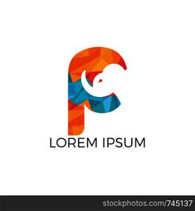Modern Elephant P Letter Alphabet Logo Design.