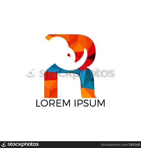 Modern Elephant R Letter Alphabet Logo Design.