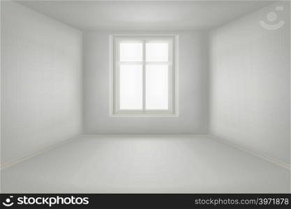 Modern empty living room with white walls vector illustration. Apartment modern light room with window. Modern empty living room with white walls vector illustration