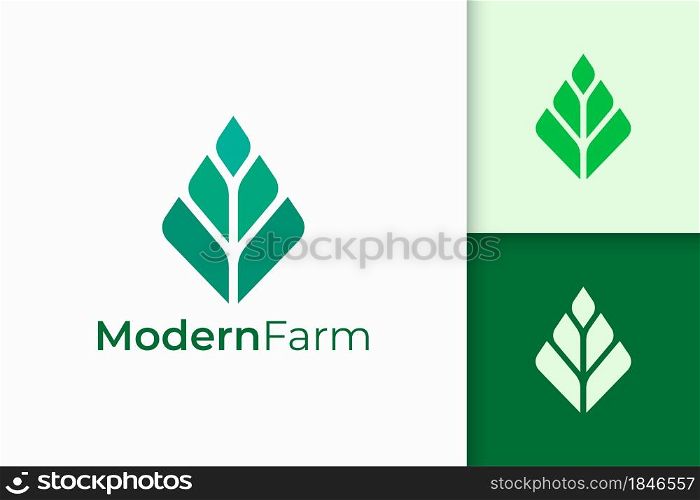 Modern farming or agriculture logo in abstract geometry shape